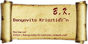 Benyovits Krisztián névjegykártya